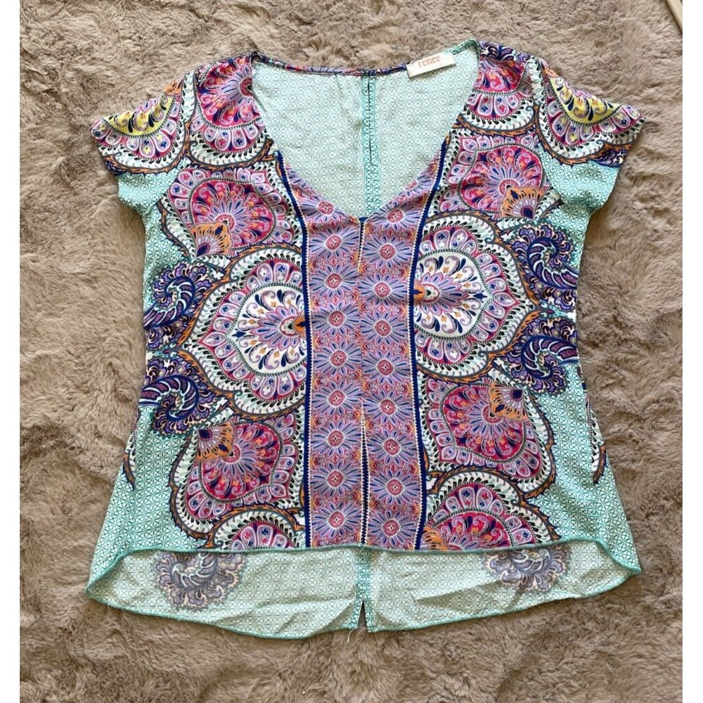 Renee C. Made in U.S.A Stitch Fix Sleeveless Blouse SIZE S‎ Color Cyan Purple